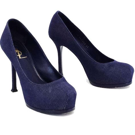 ysl platform heels|YSL denim heels.